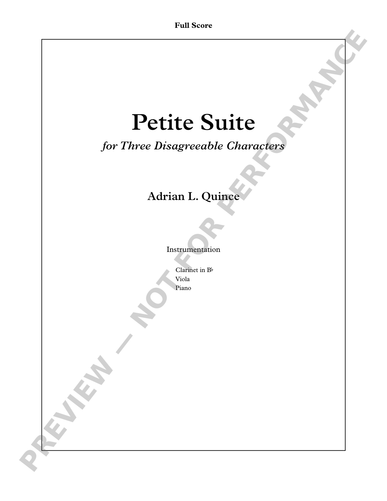 Petite Suite for Three Disagreeable Characters preview score — click to read