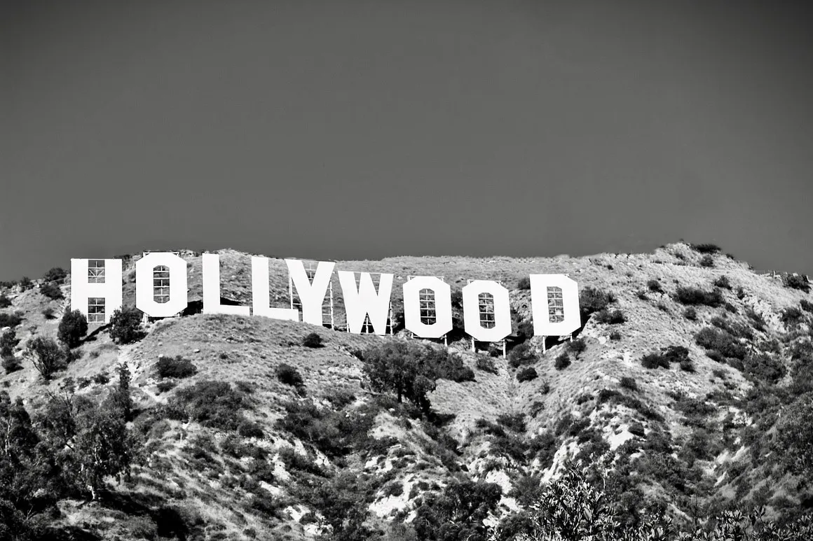 Hollywood sign in Black and White