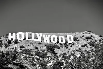 Hollywood sign in Black and White
